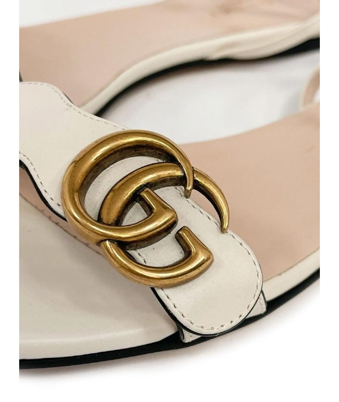 GUCCI Бежевые кожаные сандалии, фото 7