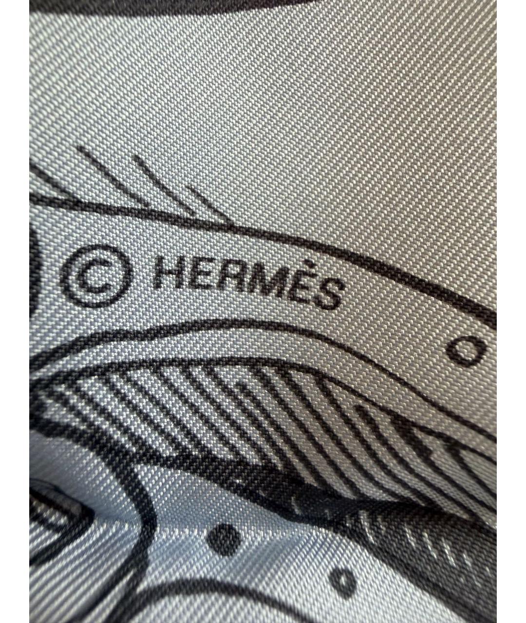 HERMES Голубой шелковый платок, фото 5