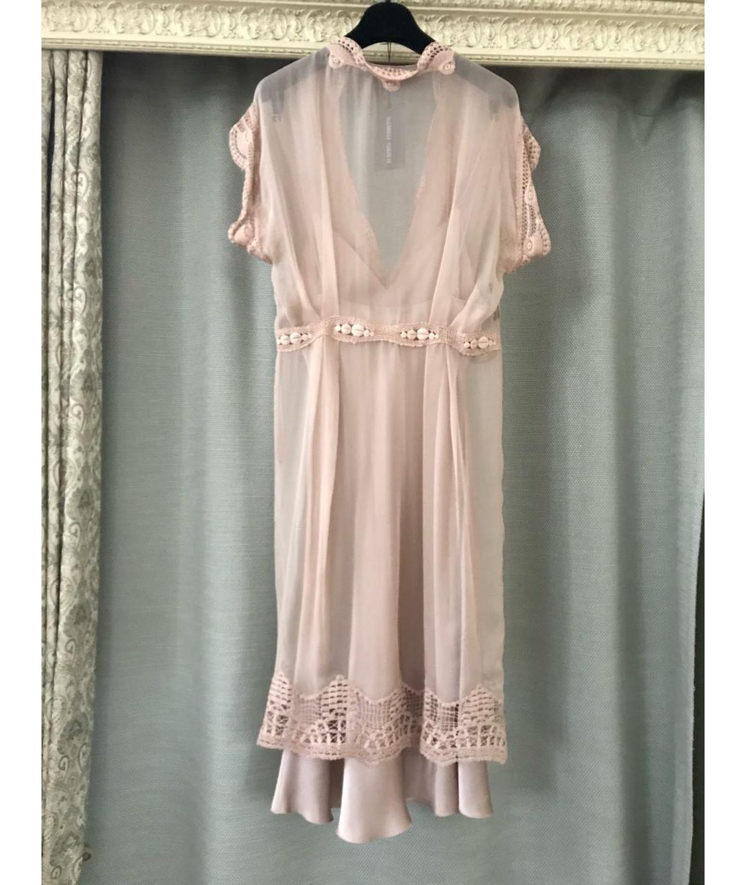 ALBERTA FERRETTI Бежевое шелковое вечернее платье, фото 6