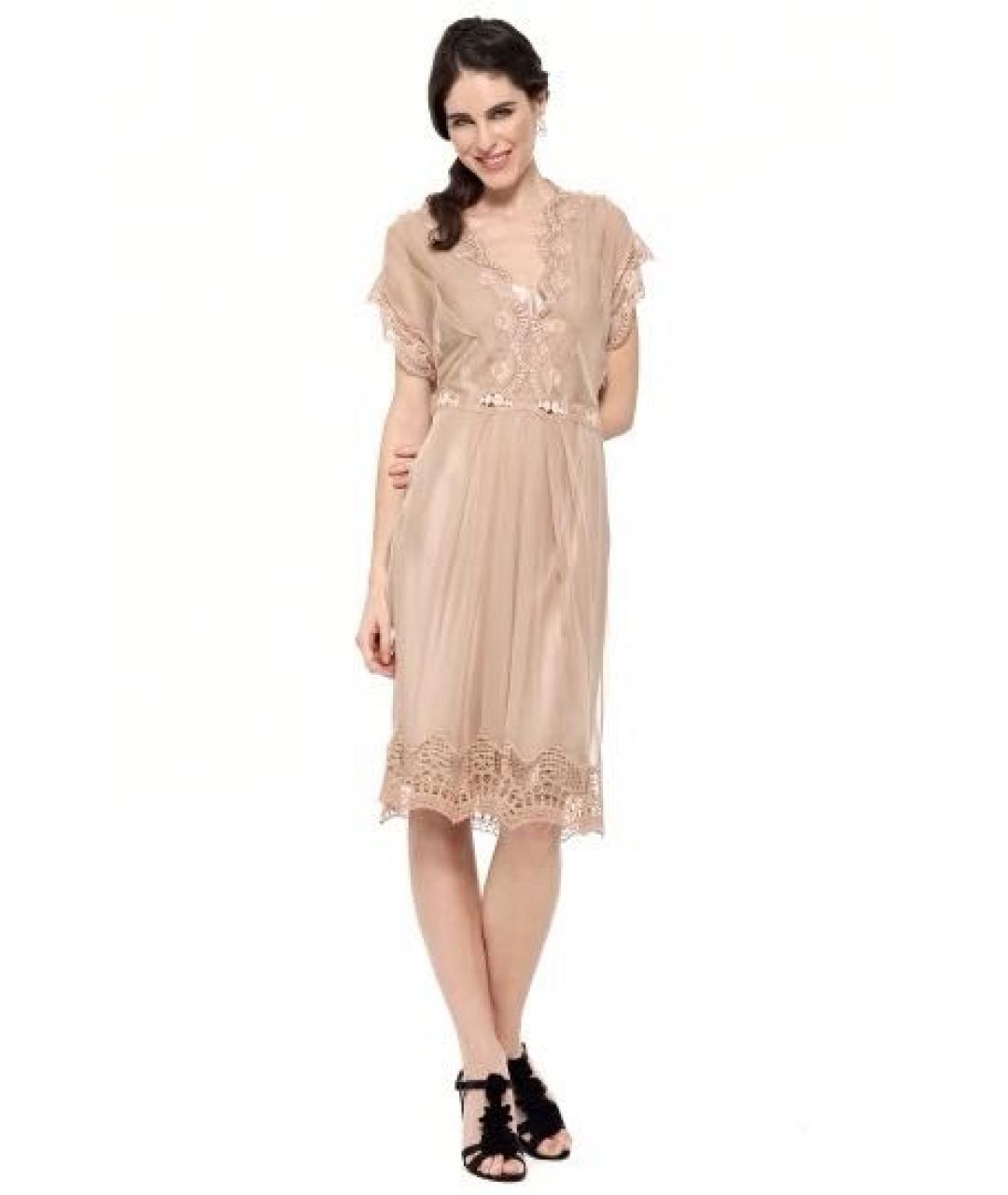 ALBERTA FERRETTI Бежевое шелковое вечернее платье, фото 3