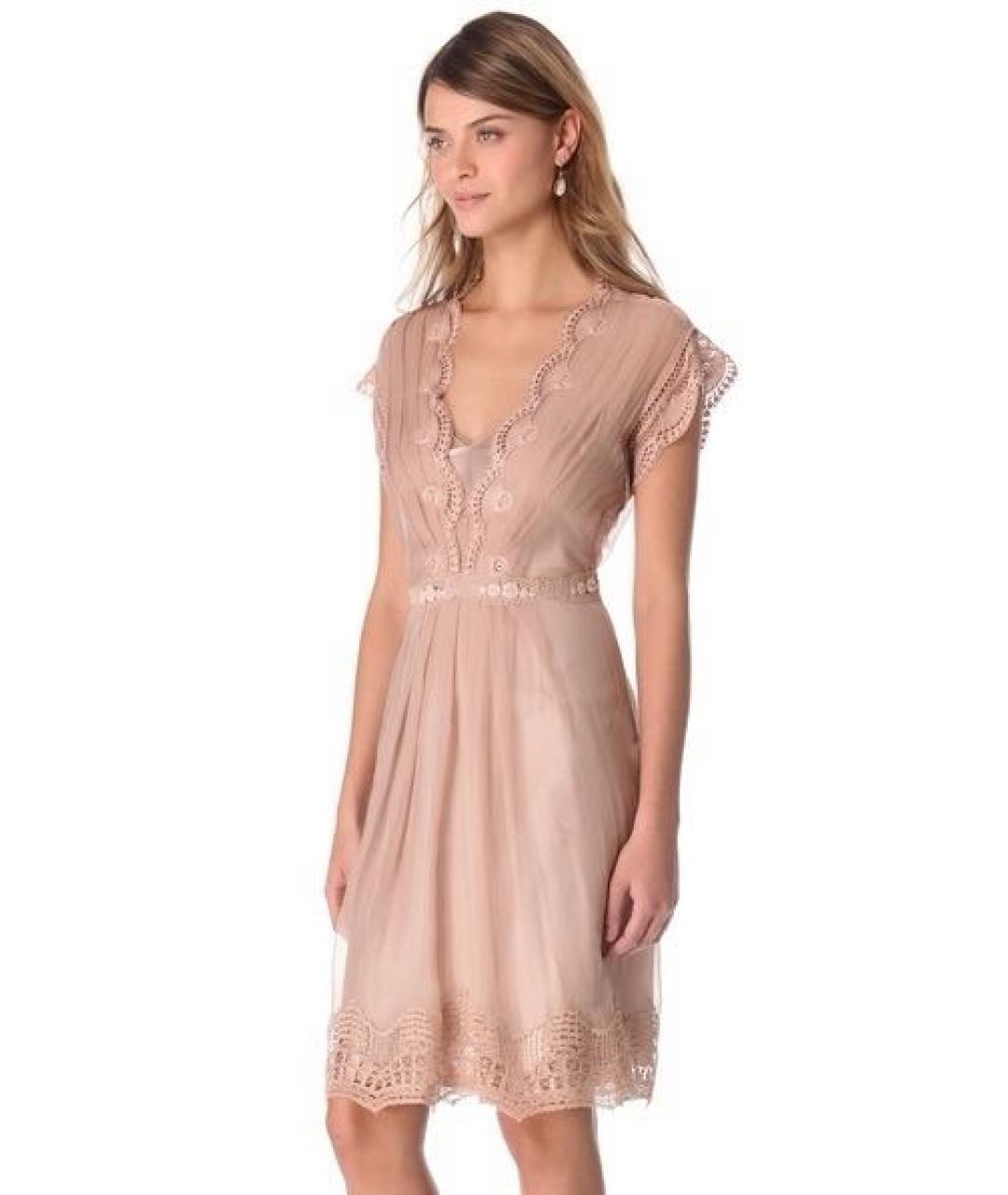 ALBERTA FERRETTI Бежевое шелковое вечернее платье, фото 2