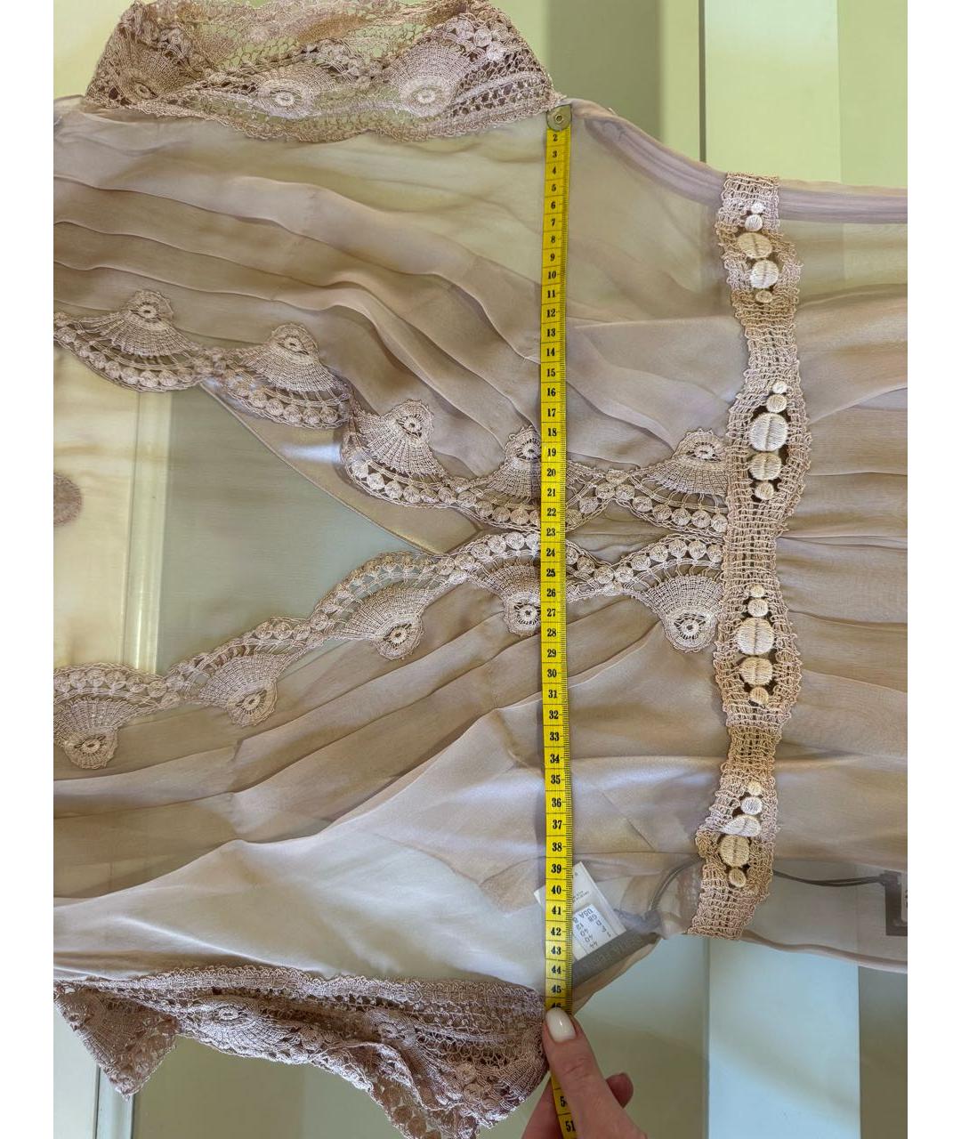 ALBERTA FERRETTI Бежевое шелковое вечернее платье, фото 7