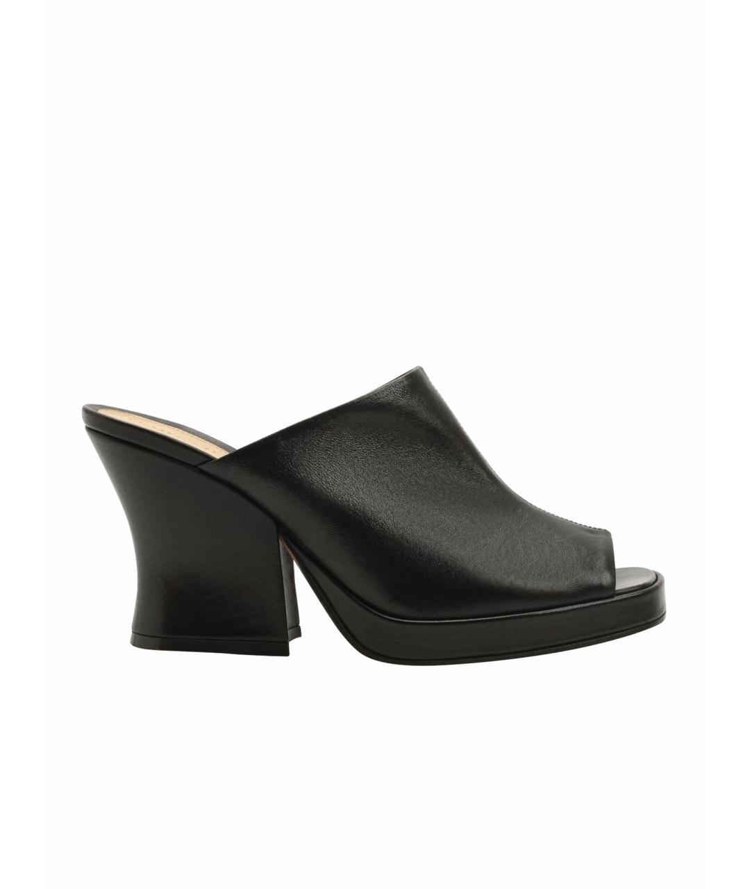 BOTTEGA VENETA Черные кожаные мюли, фото 1