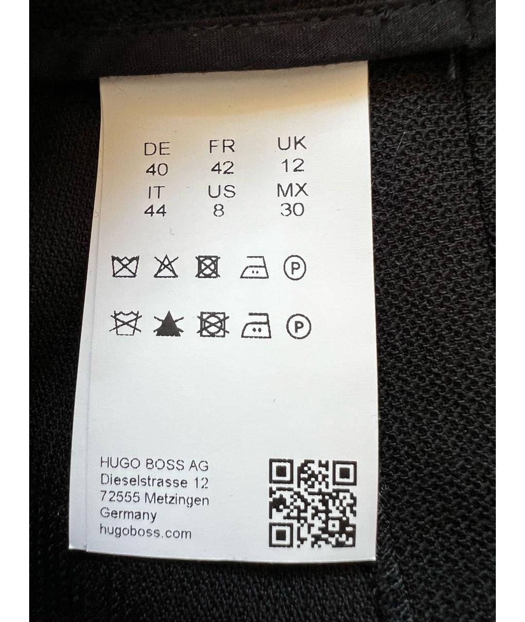 HUGO BOSS Черные шерстяные прямые брюки, фото 3