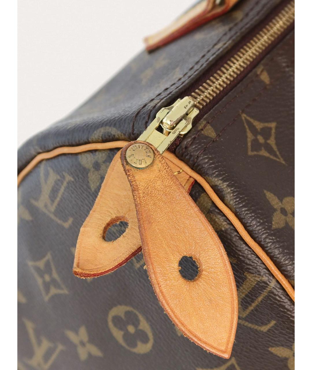 LOUIS VUITTON Коричневая кожаная сумка с короткими ручками, фото 8