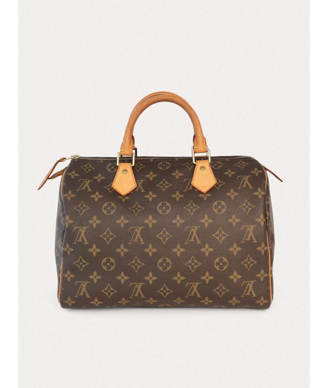 LOUIS VUITTON Коричневая кожаная сумка с короткими ручками, фото 3