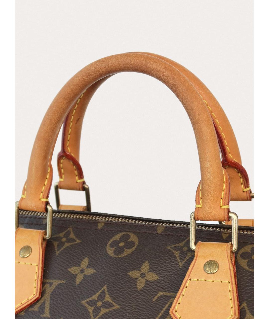 LOUIS VUITTON Коричневая кожаная сумка с короткими ручками, фото 7
