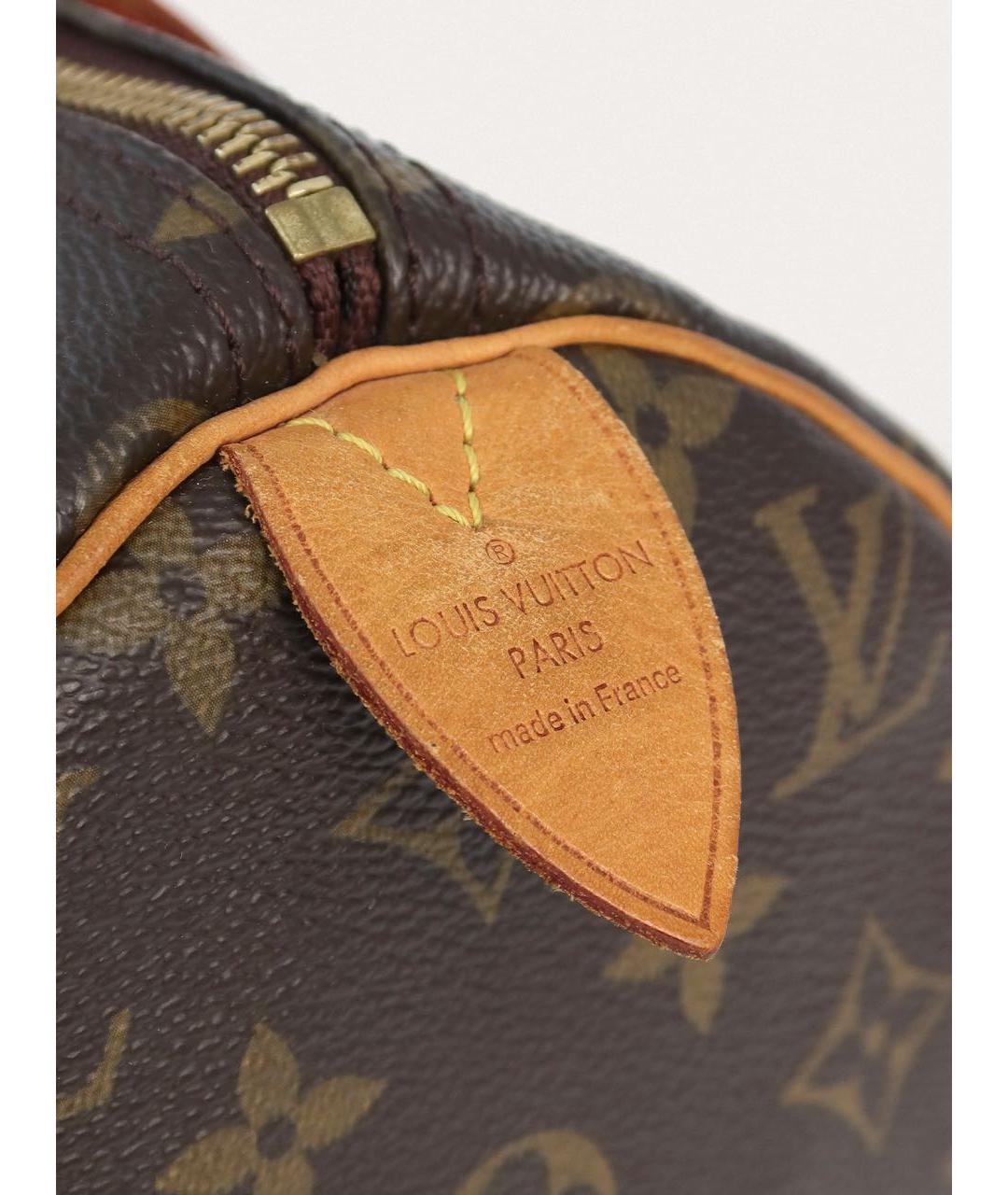 LOUIS VUITTON Коричневая кожаная сумка с короткими ручками, фото 6