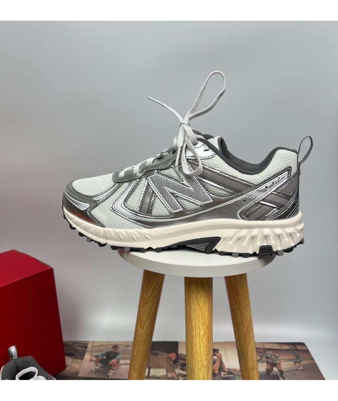 NEW BALANCE Серебряные текстильные низкие кроссовки / кеды, фото 6
