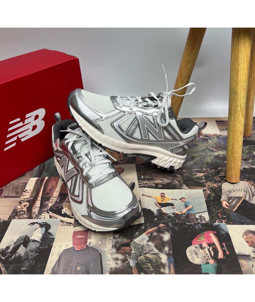 NEW BALANCE Серебряные текстильные низкие кроссовки / кеды, фото 5