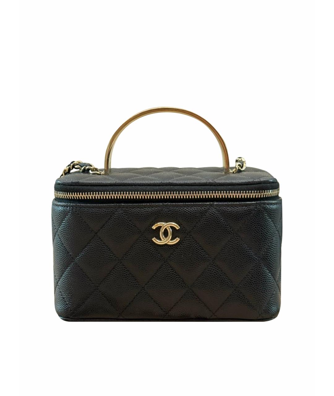 CHANEL Черная кожаная сумка с короткими ручками, фото 1