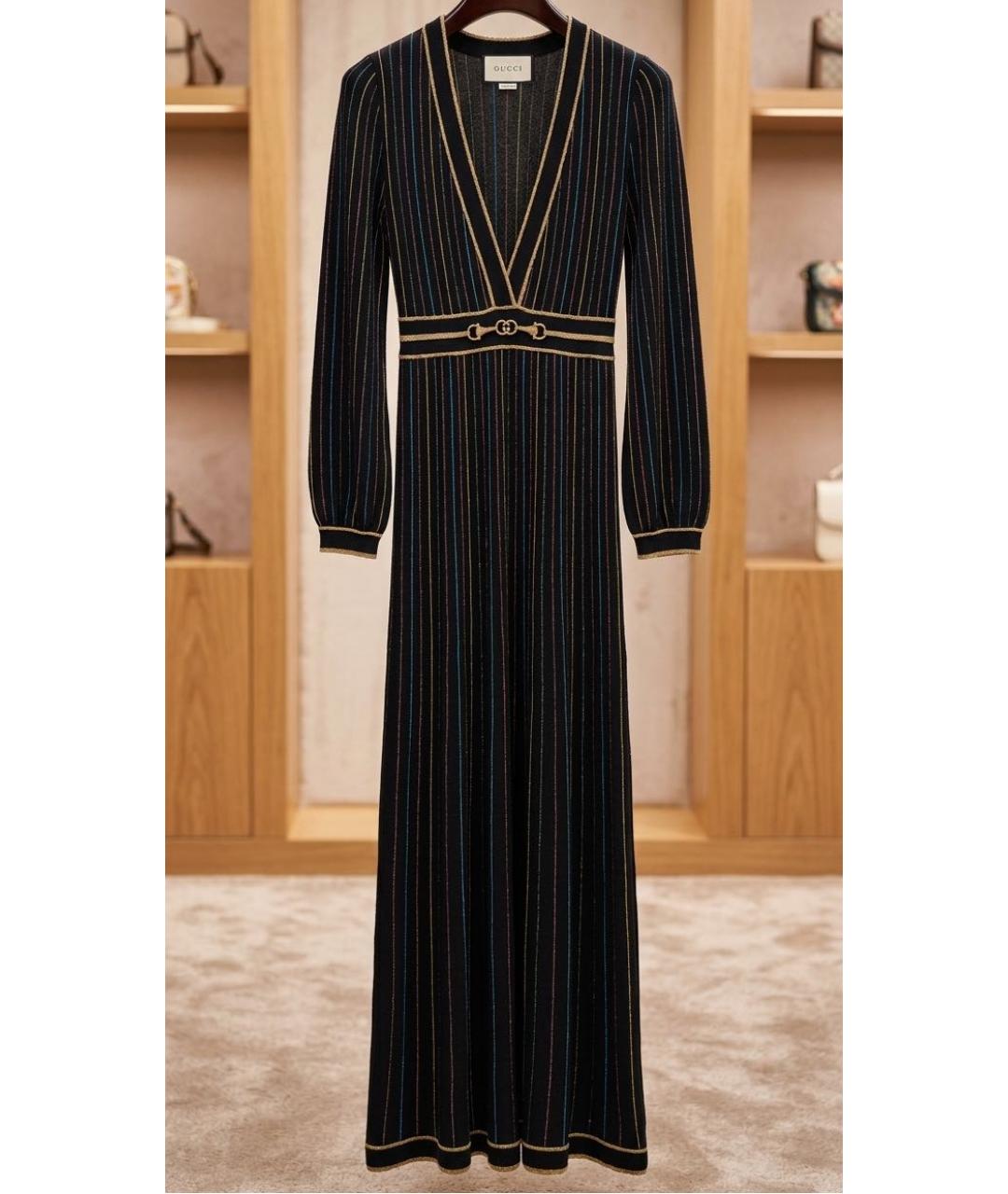 GUCCI Черное шерстяное коктейльное платье, фото 2
