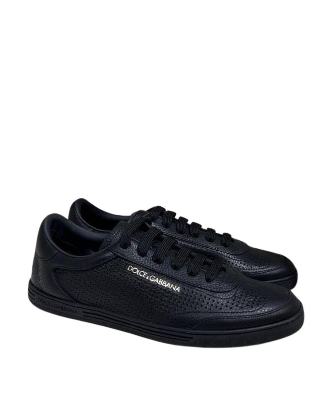 DOLCE&GABBANA Черные кожаные низкие кроссовки / кеды, фото 1