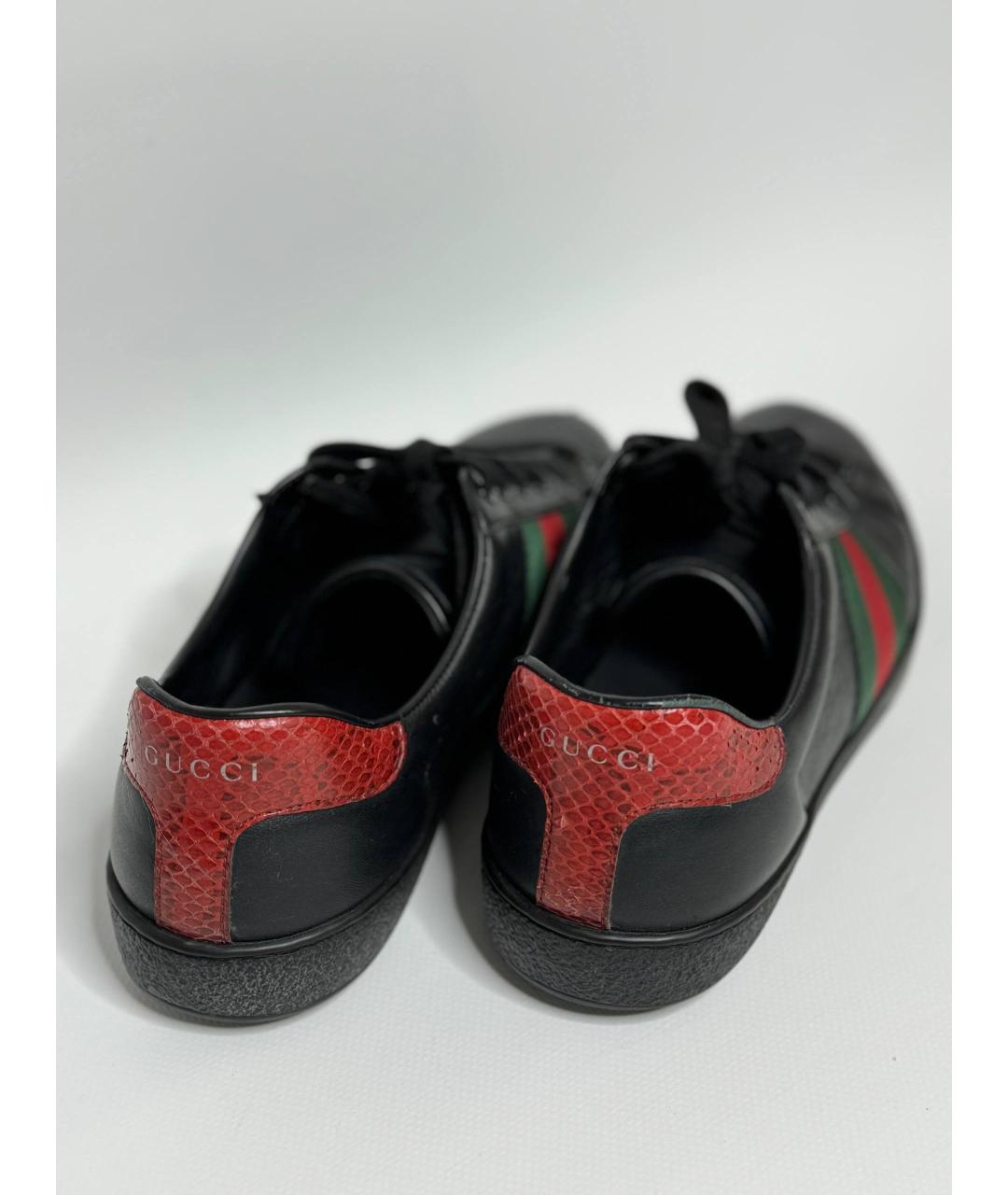 GUCCI Черные кожаные низкие кроссовки / кеды, фото 2