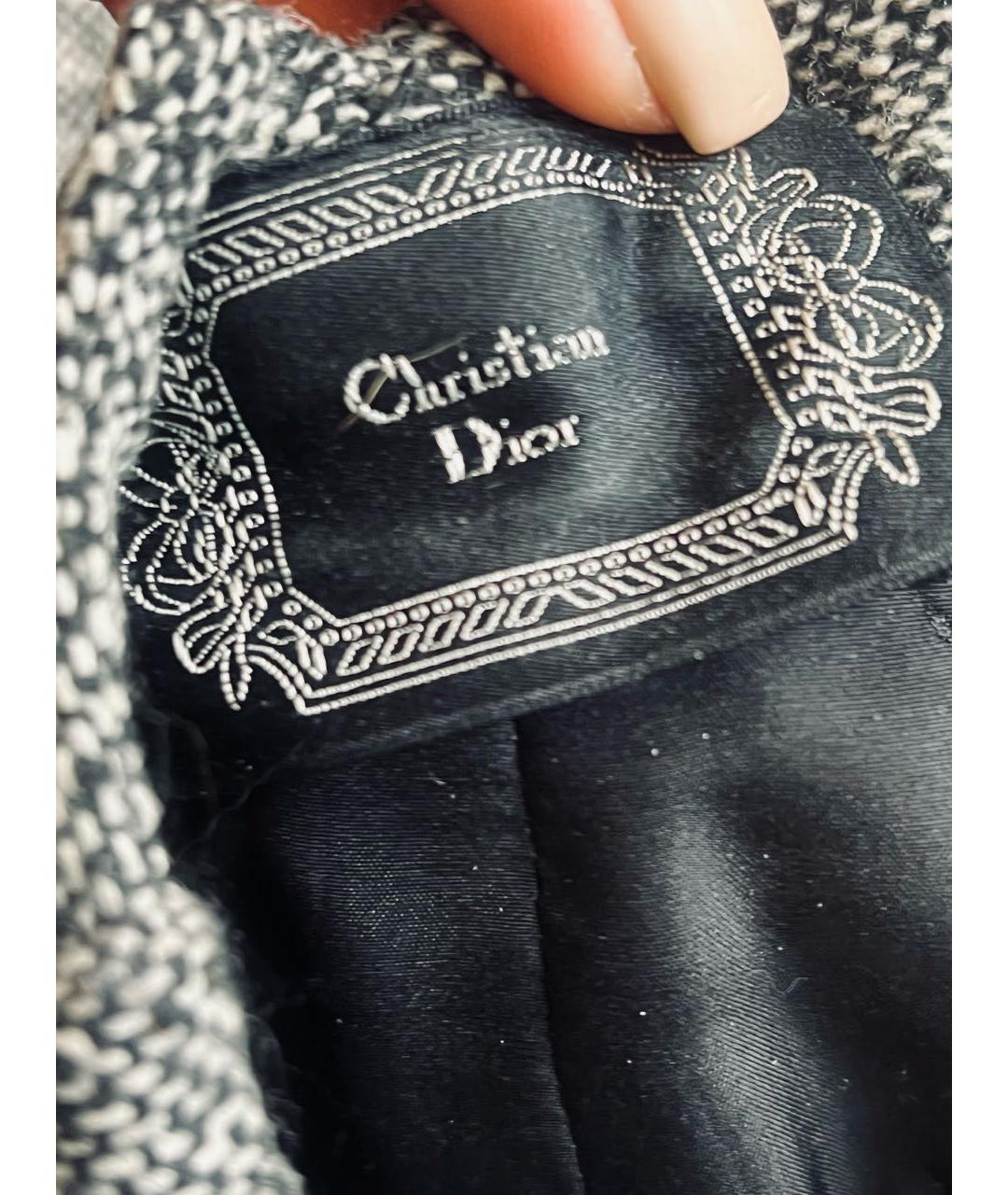 CHRISTIAN DIOR Серые шерстяные прямые брюки, фото 3