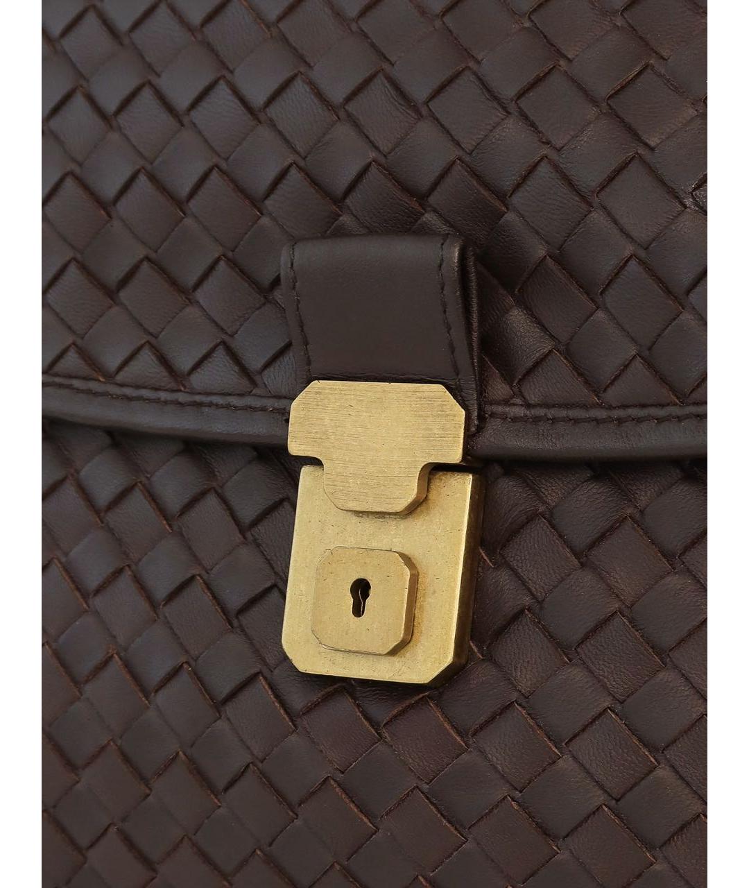 BOTTEGA VENETA Коричневый кожаный портфель, фото 6