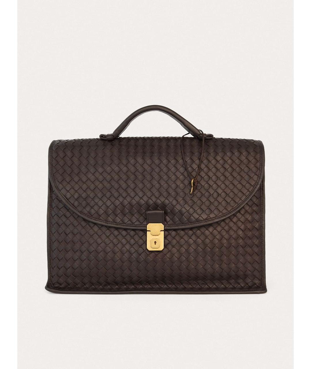 BOTTEGA VENETA Коричневый кожаный портфель, фото 9