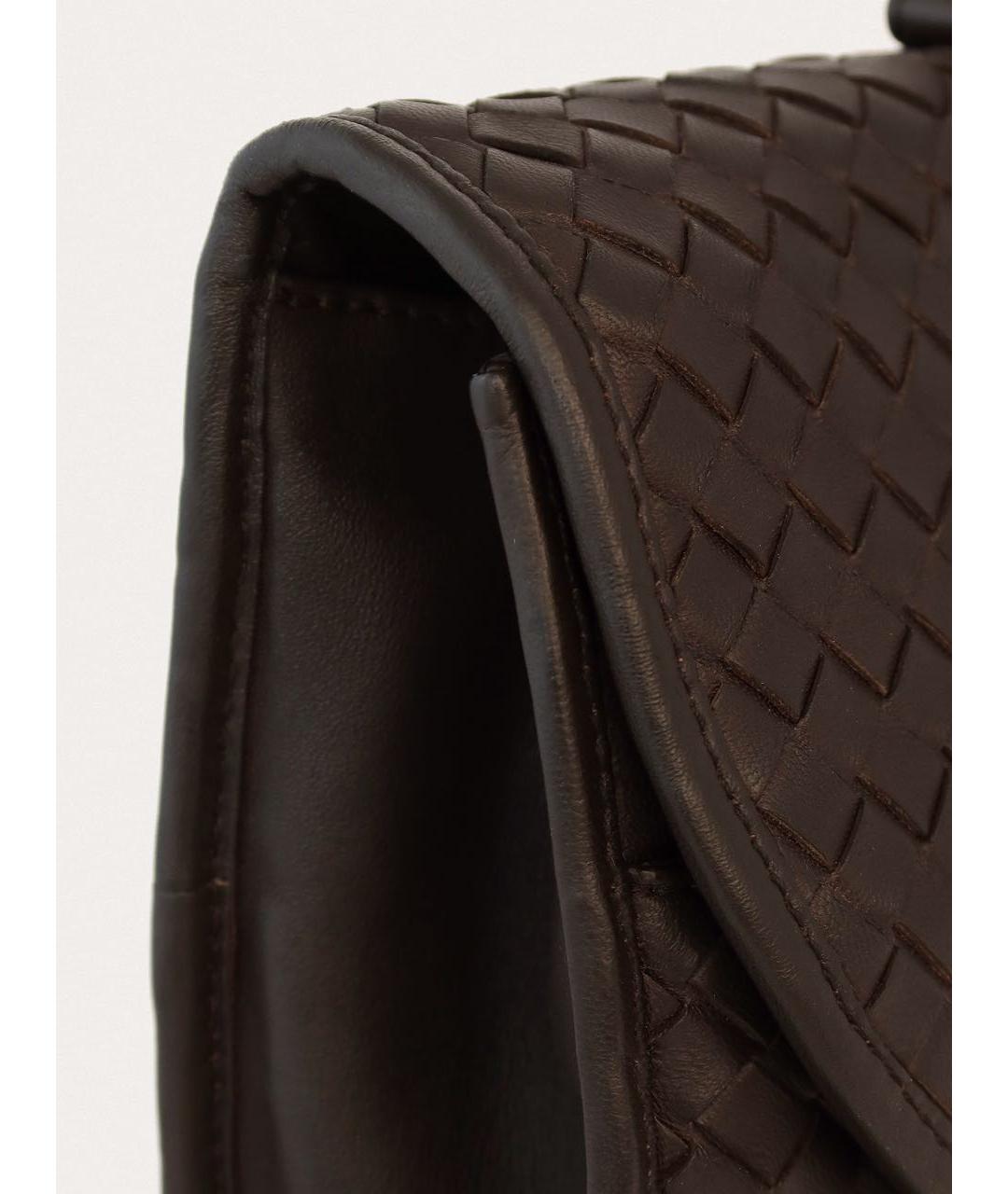 BOTTEGA VENETA Коричневый кожаный портфель, фото 5