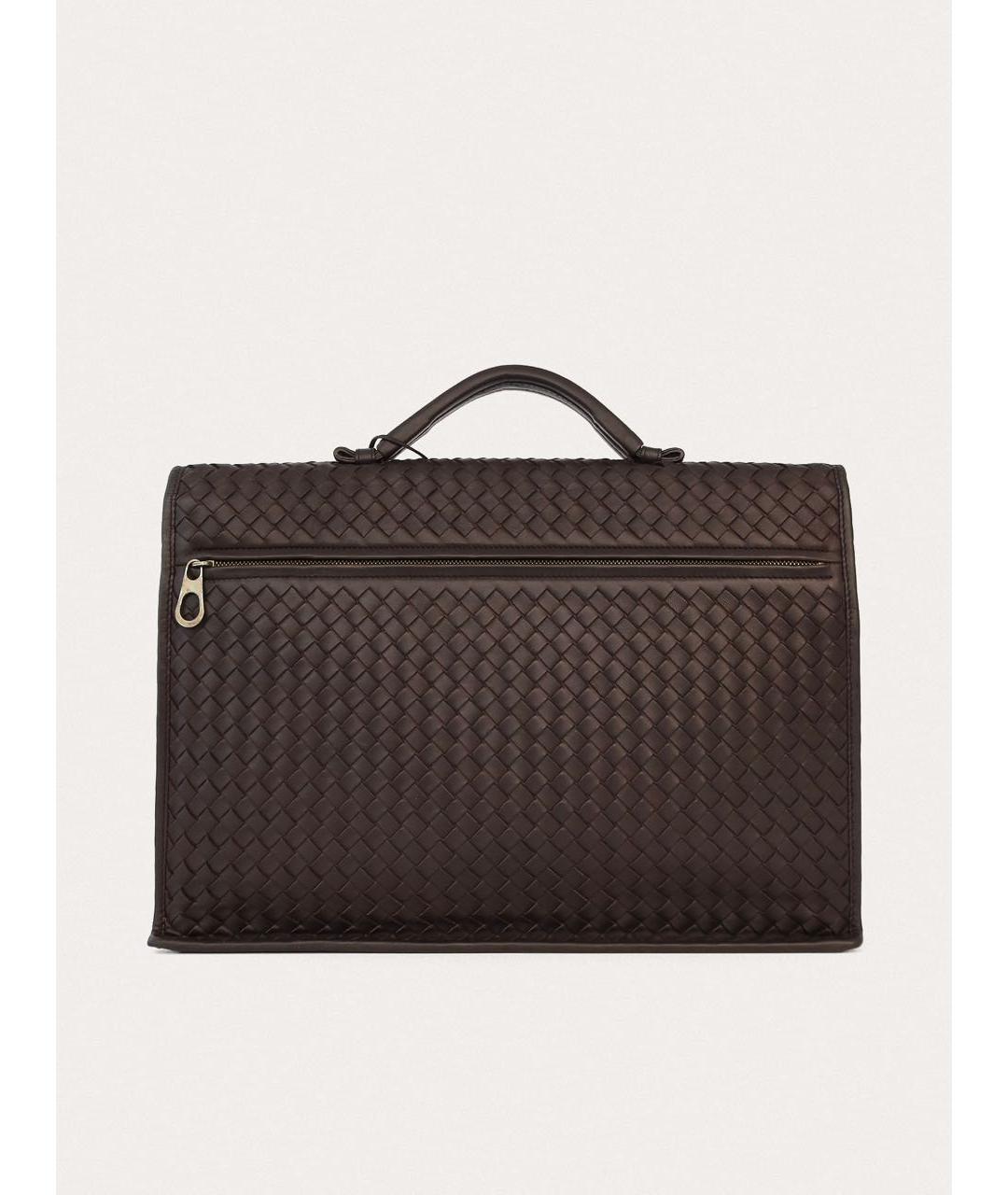 BOTTEGA VENETA Коричневый кожаный портфель, фото 3