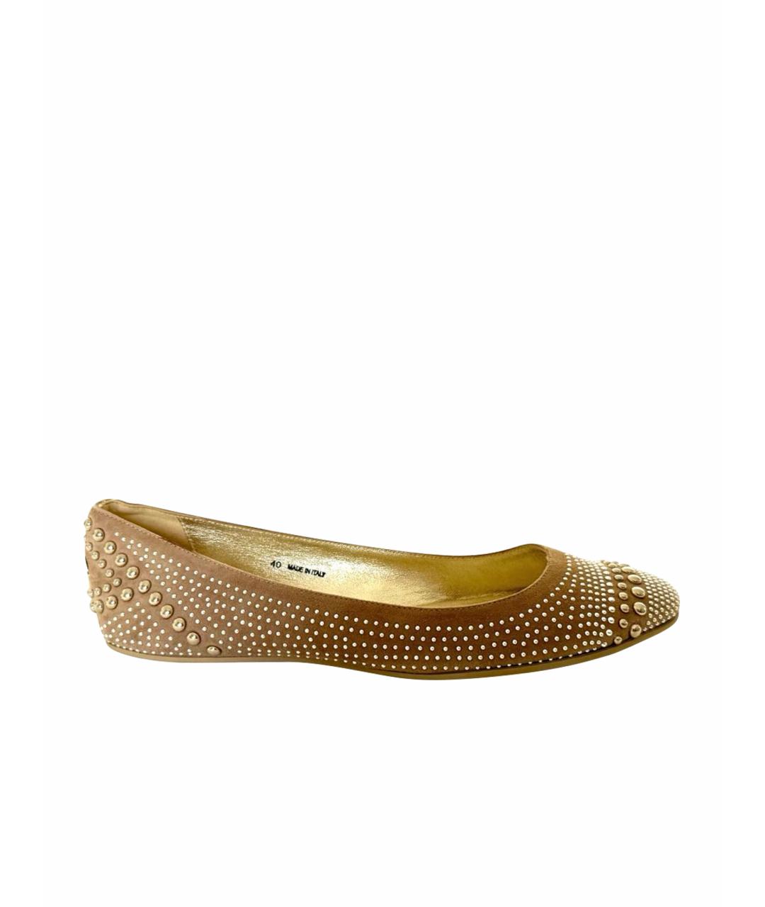 JIMMY CHOO Бежевые замшевые балетки, фото 1