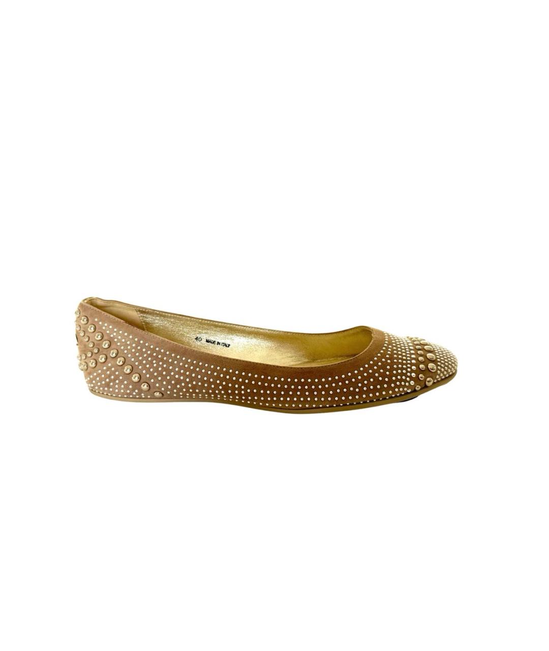 JIMMY CHOO Бежевые замшевые балетки, фото 8