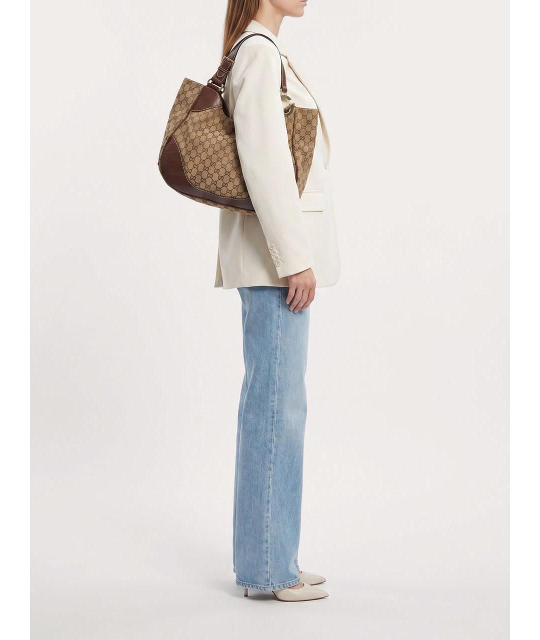 GUCCI Бежевая тканевая сумка через плечо, фото 8