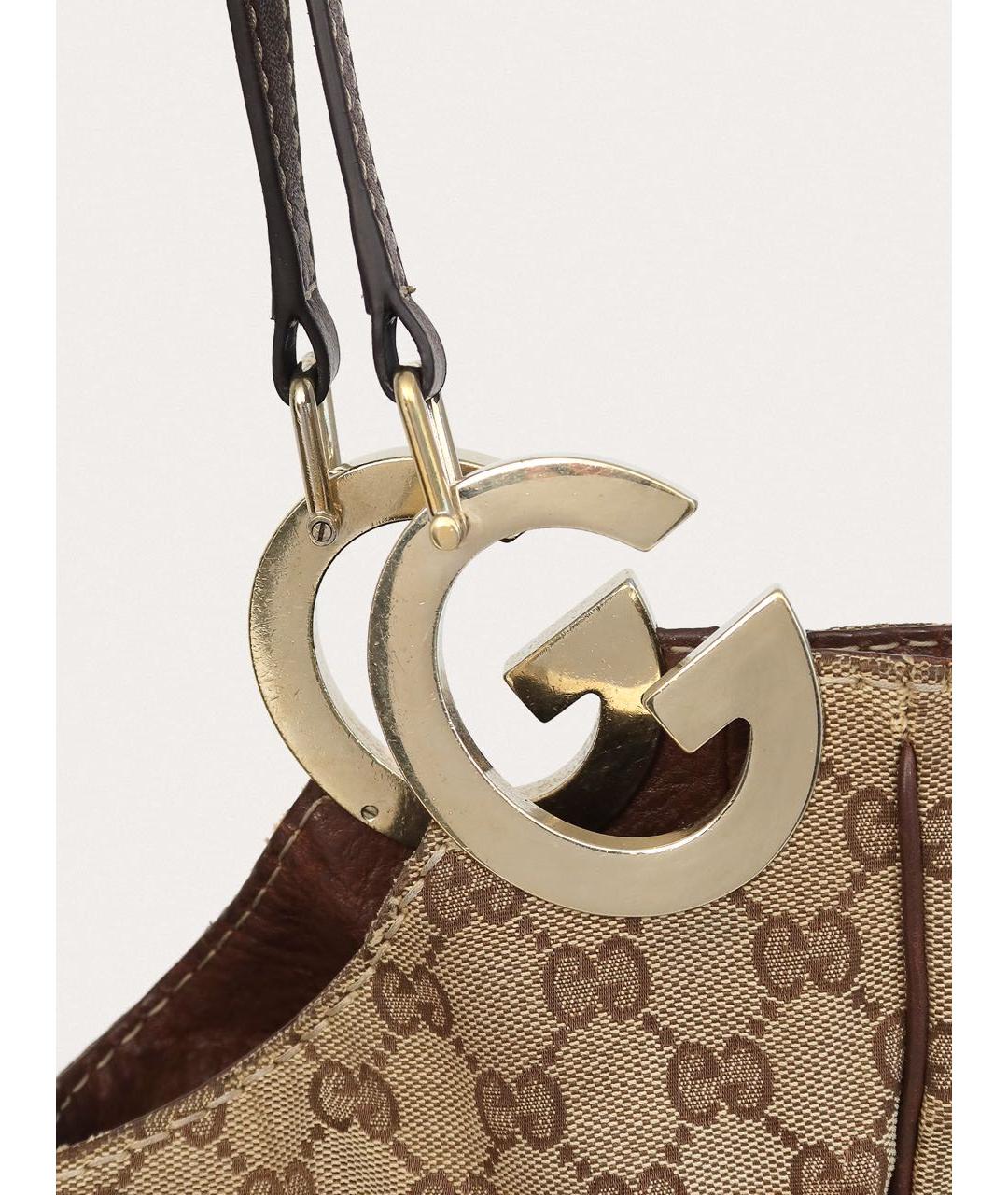 GUCCI Бежевая тканевая сумка через плечо, фото 5