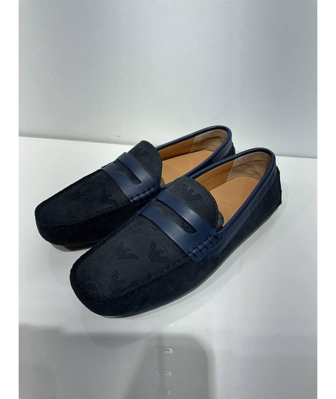 EMPORIO ARMANI Синие замшевые мокасины, фото 2