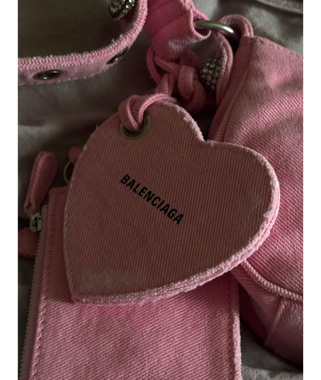BALENCIAGA Розовая деним сумка с короткими ручками, фото 3