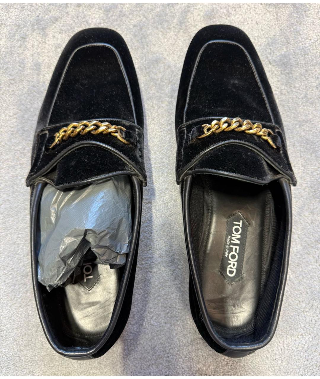 TOM FORD Черные бархатные лоферы, фото 3