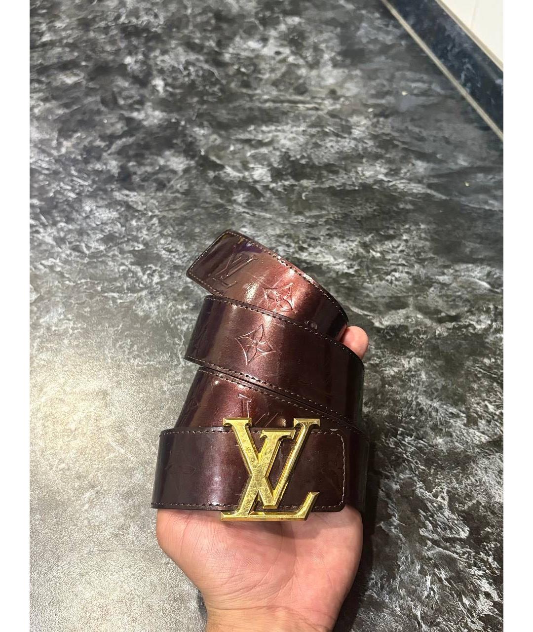 LOUIS VUITTON Коричневый ремень из лакированной кожи, фото 5
