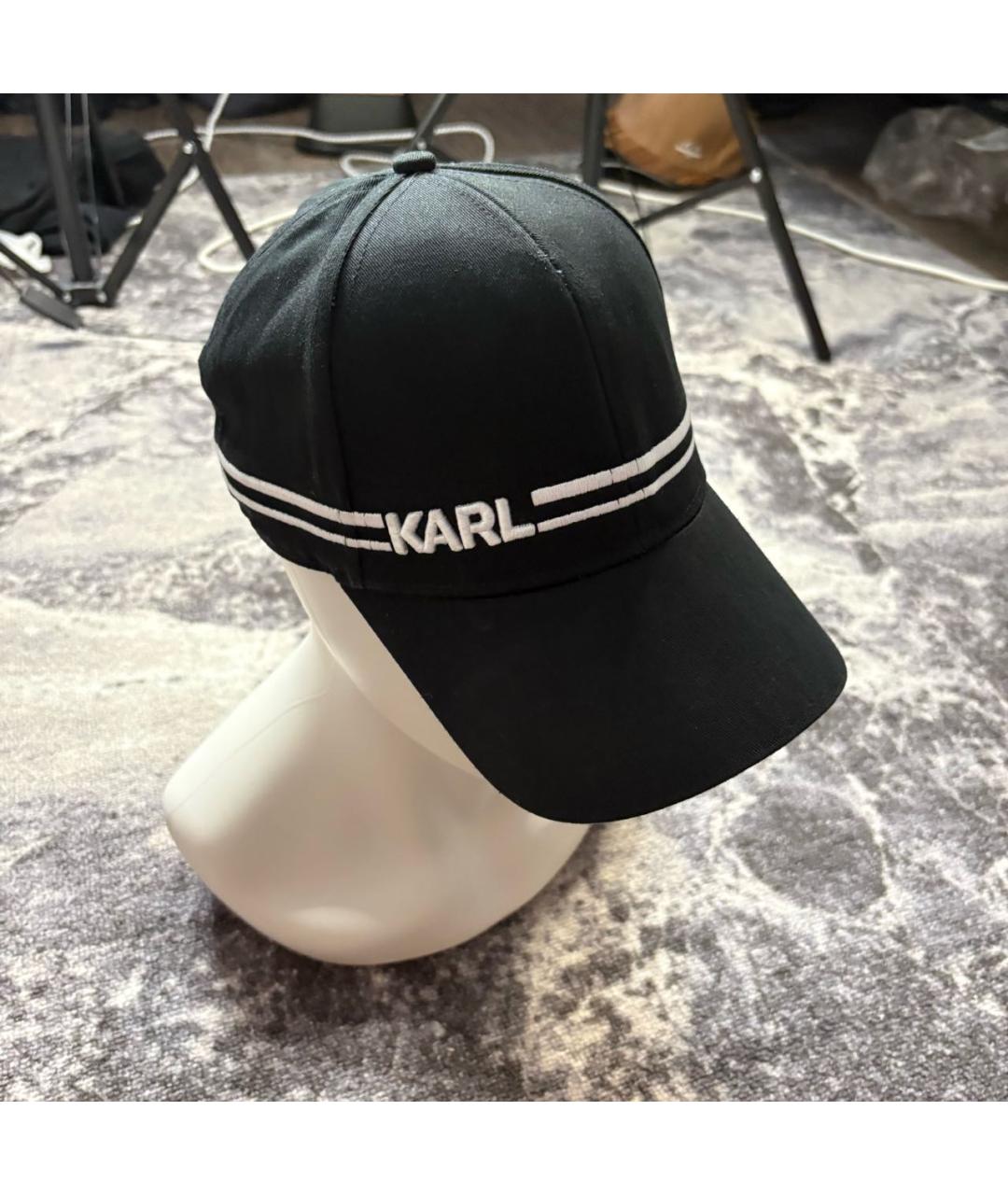 KARL LAGERFELD Черная хлопковая кепка/бейсболка, фото 3