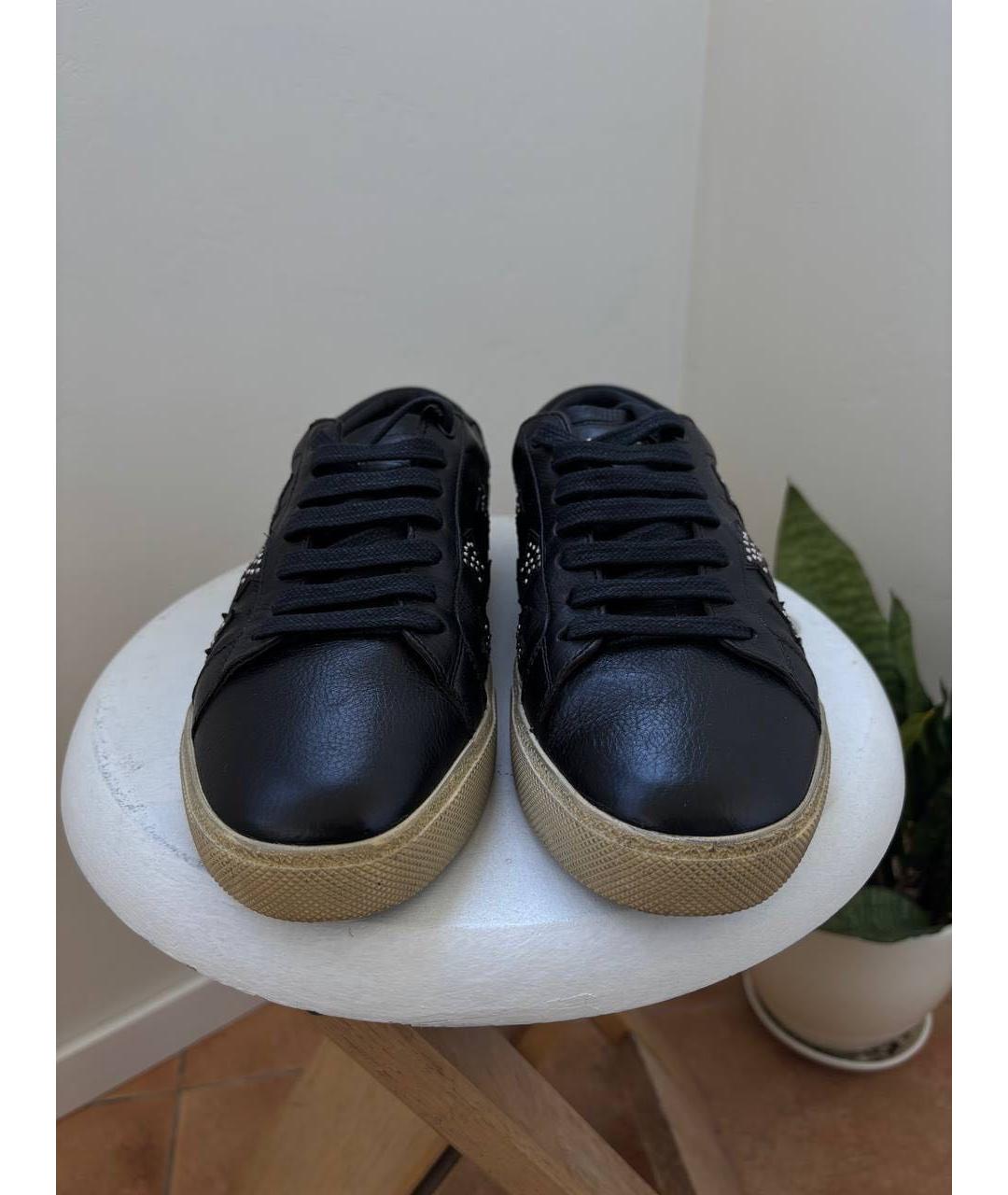 SAINT LAURENT Черные кожаные кеды, фото 2