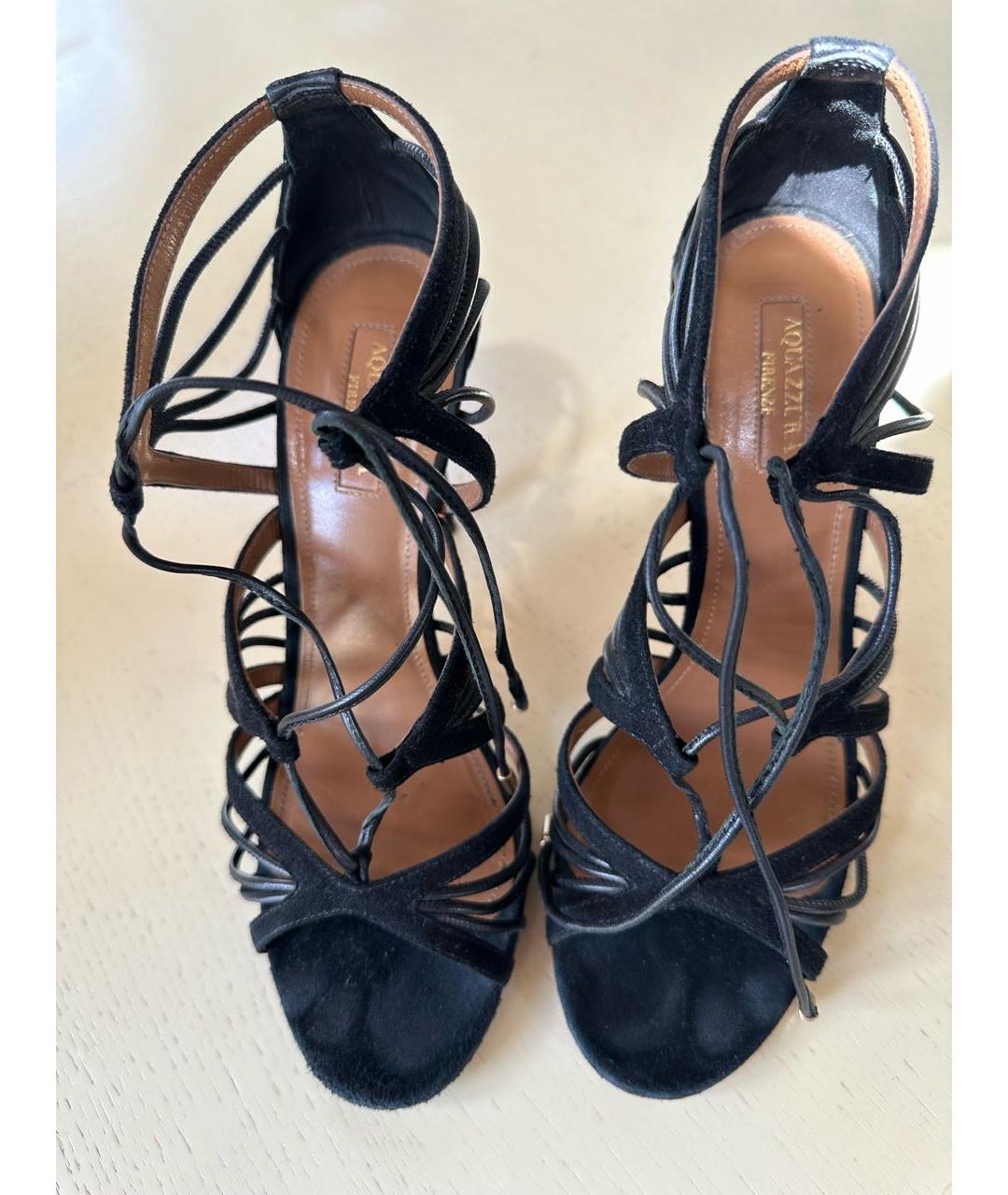 AQUAZZURA Черные замшевые босоножки, фото 2