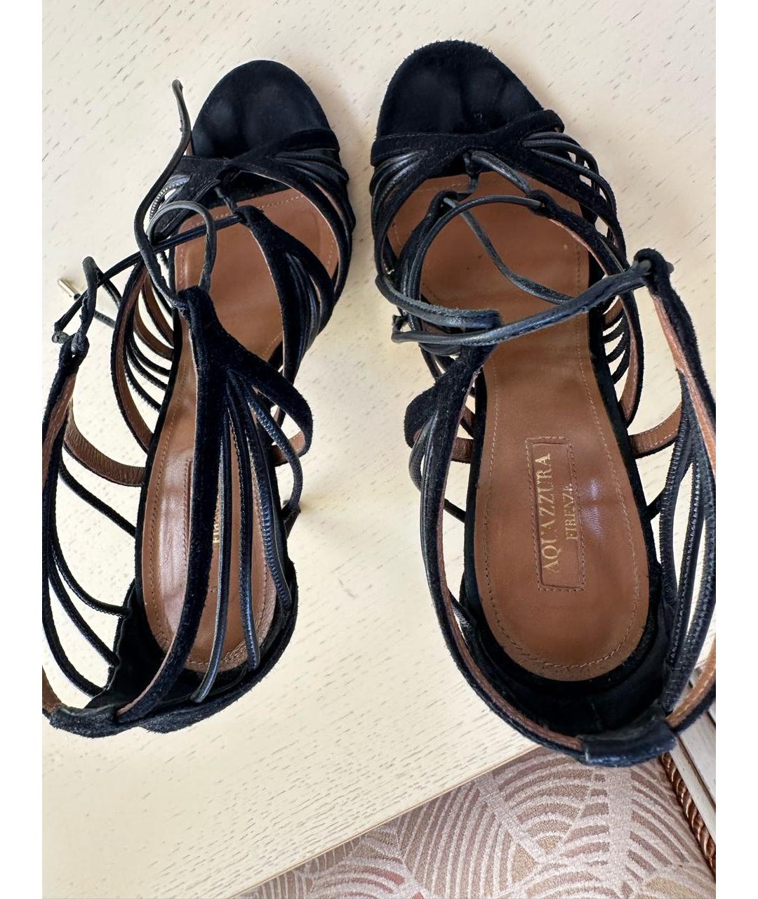 AQUAZZURA Черные замшевые босоножки, фото 3