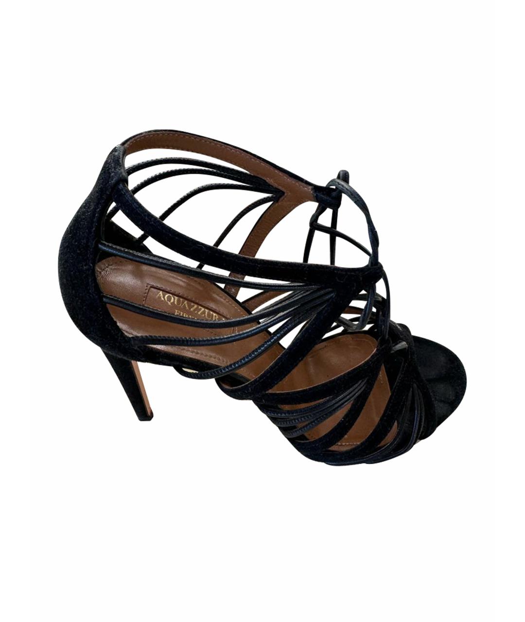 AQUAZZURA Черные замшевые босоножки, фото 1