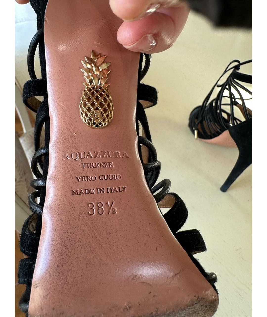 AQUAZZURA Черные замшевые босоножки, фото 5