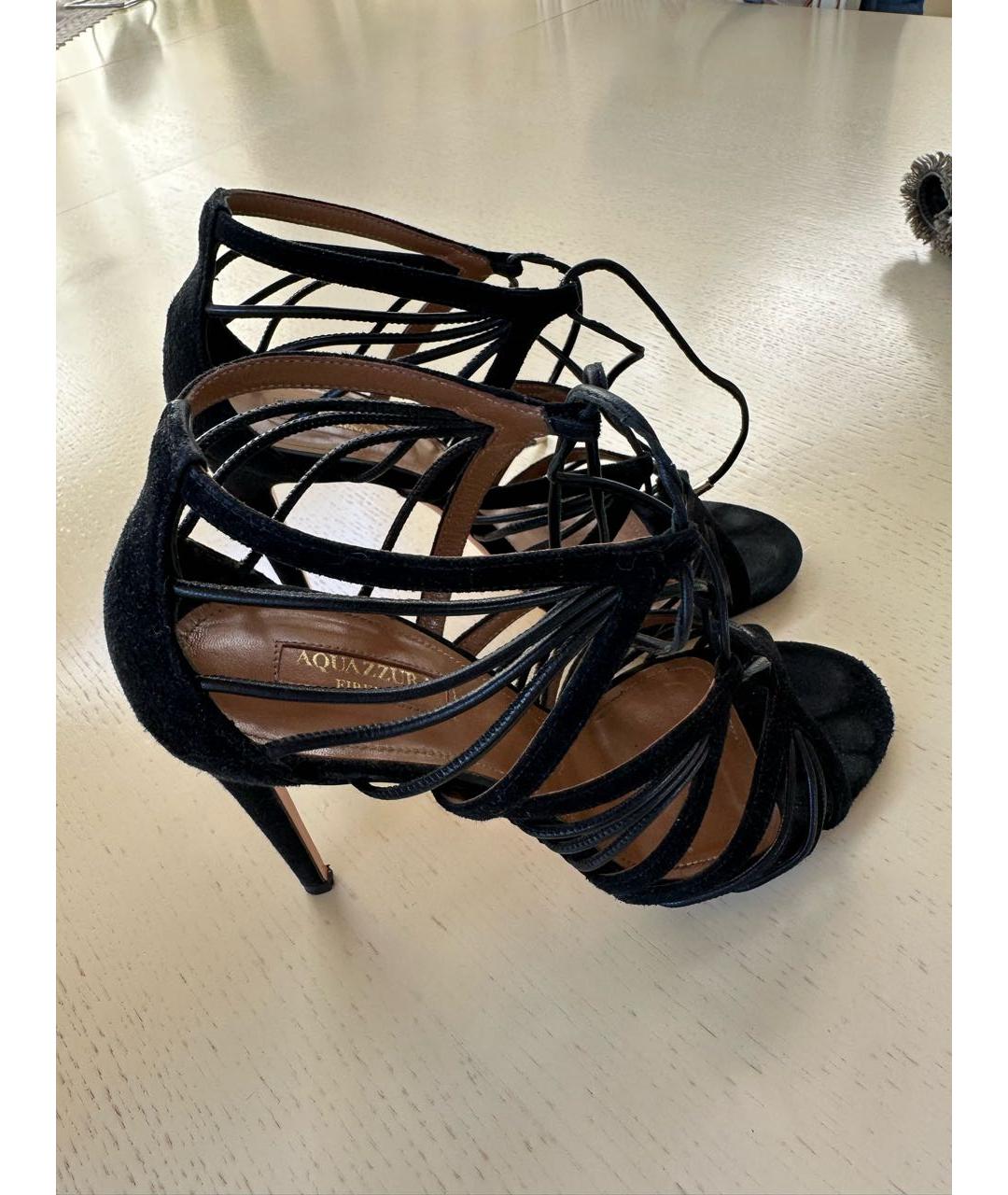 AQUAZZURA Черные замшевые босоножки, фото 6