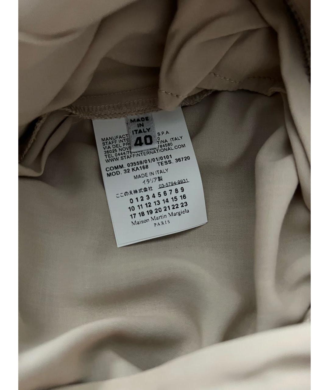 MM6 MAISON MARGIELA Бежевые хлопковые брюки широкие, фото 5