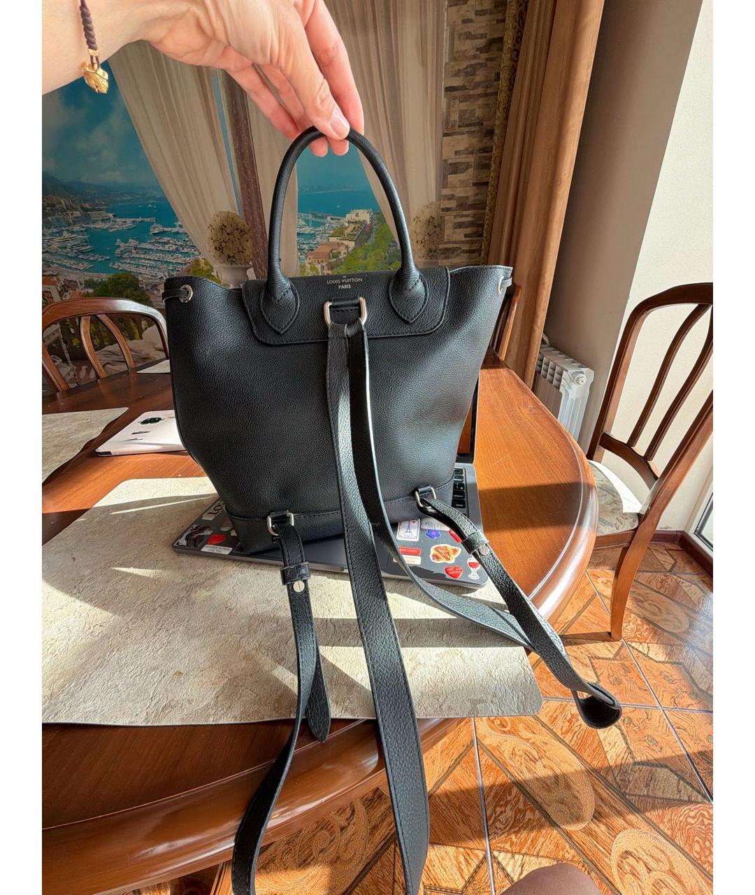 LOUIS VUITTON Черный кожаный рюкзак, фото 3