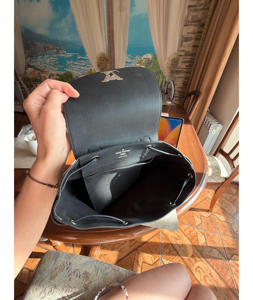 LOUIS VUITTON Черный кожаный рюкзак, фото 4