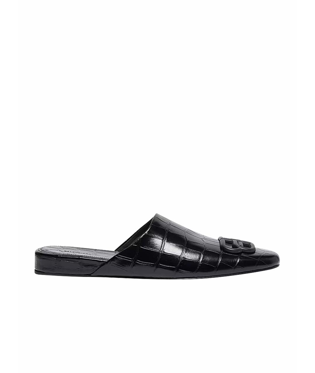 BALENCIAGA Черные кожаные мюли, фото 1