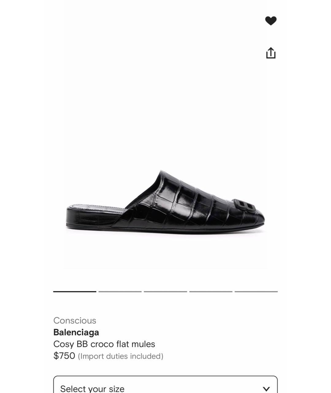 BALENCIAGA Черные кожаные мюли, фото 7
