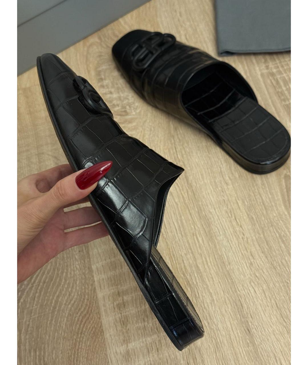 BALENCIAGA Черные кожаные мюли, фото 4