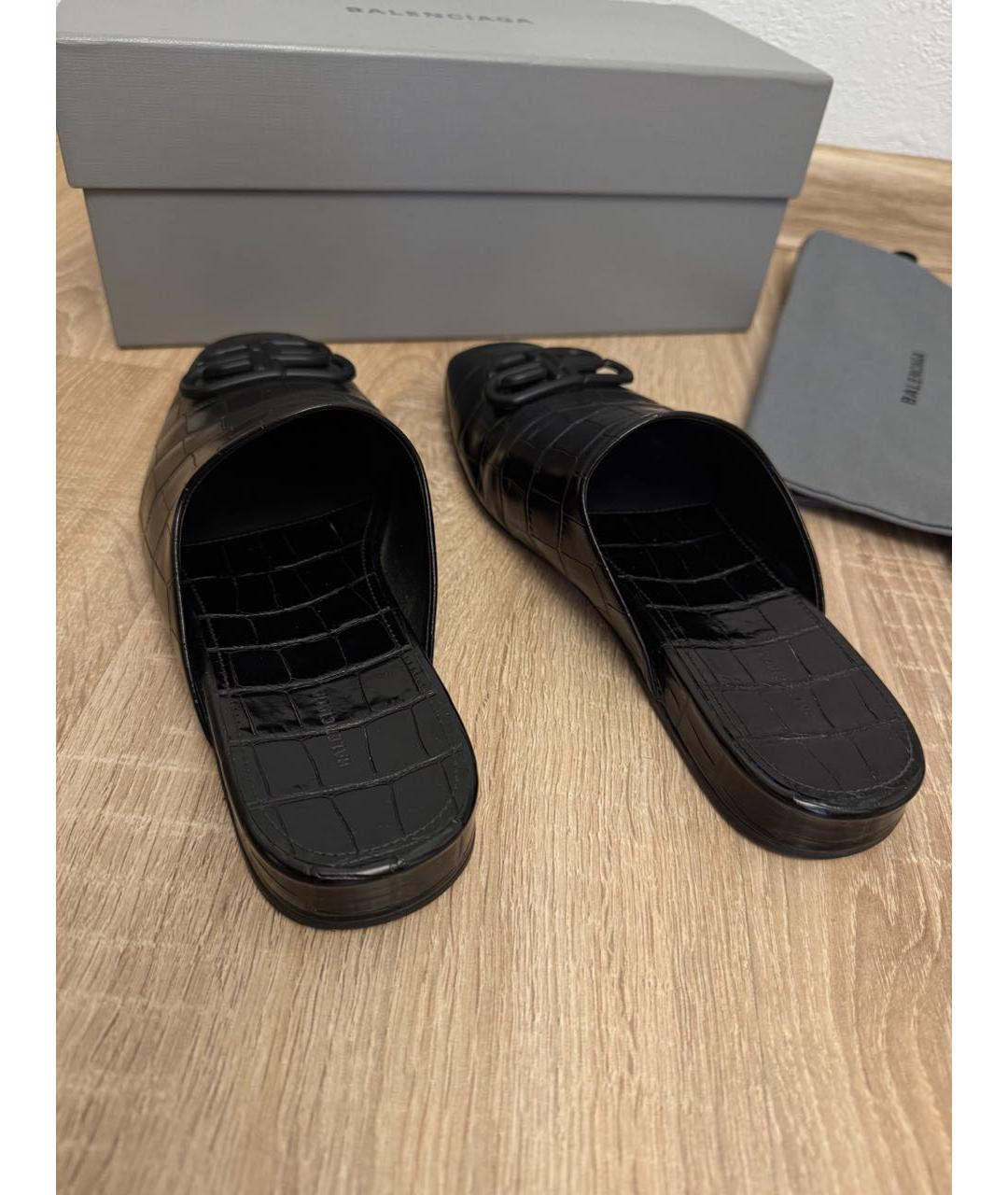 BALENCIAGA Черные кожаные мюли, фото 5