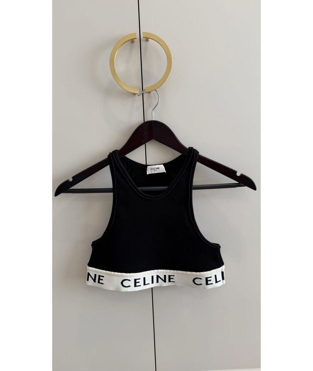 CELINE Черная хлопковая майка, фото 2