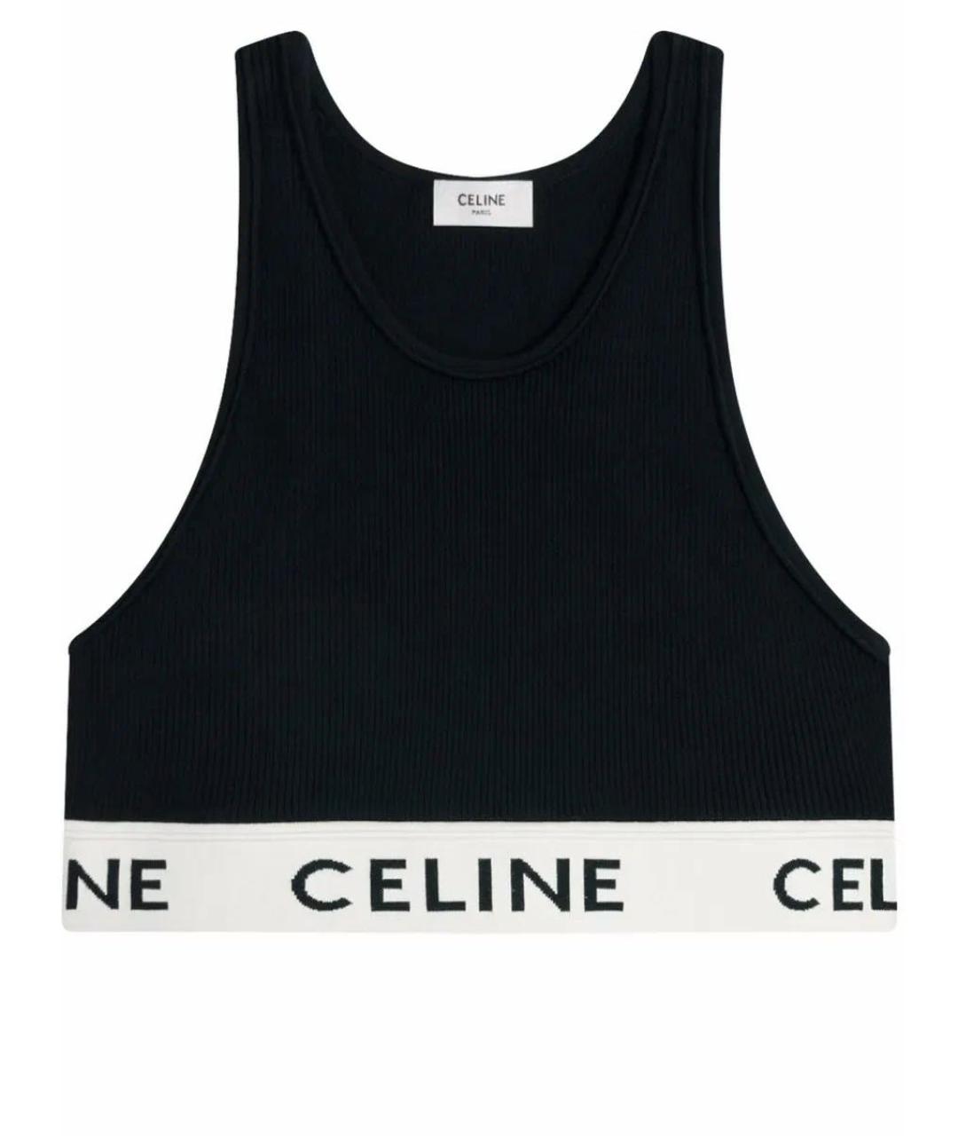 CELINE Черная хлопковая майка, фото 1