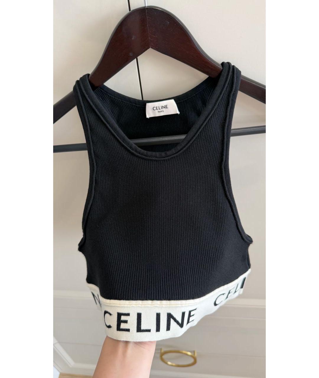 CELINE Черная хлопковая майка, фото 3