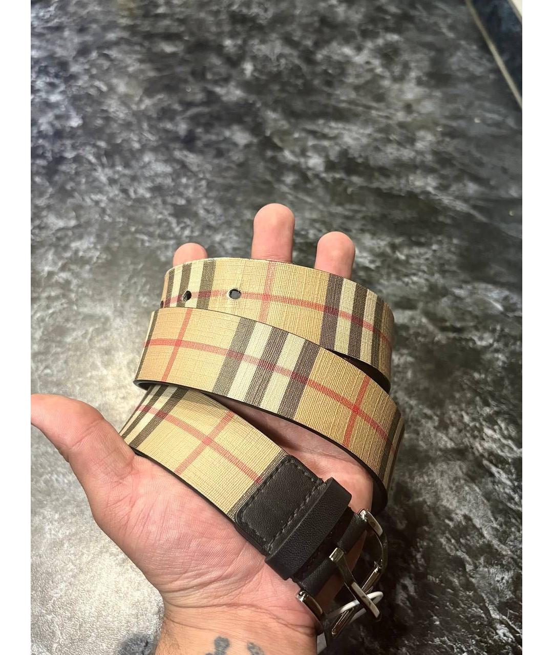 BURBERRY Горчичный кожаный ремень, фото 4