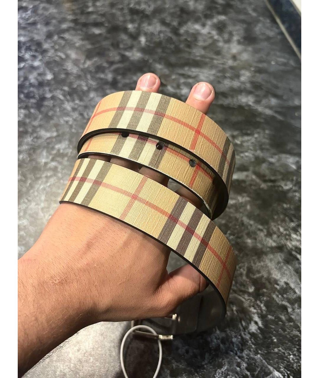 BURBERRY Горчичный кожаный ремень, фото 2